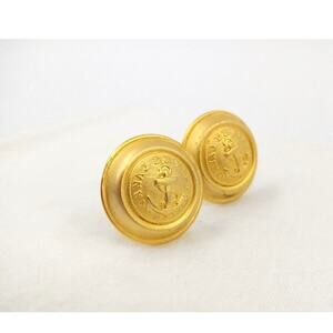 Vintage Ellen Designs Anchor Earrings Canal De Vieux Gold Tone Sailor Chunky